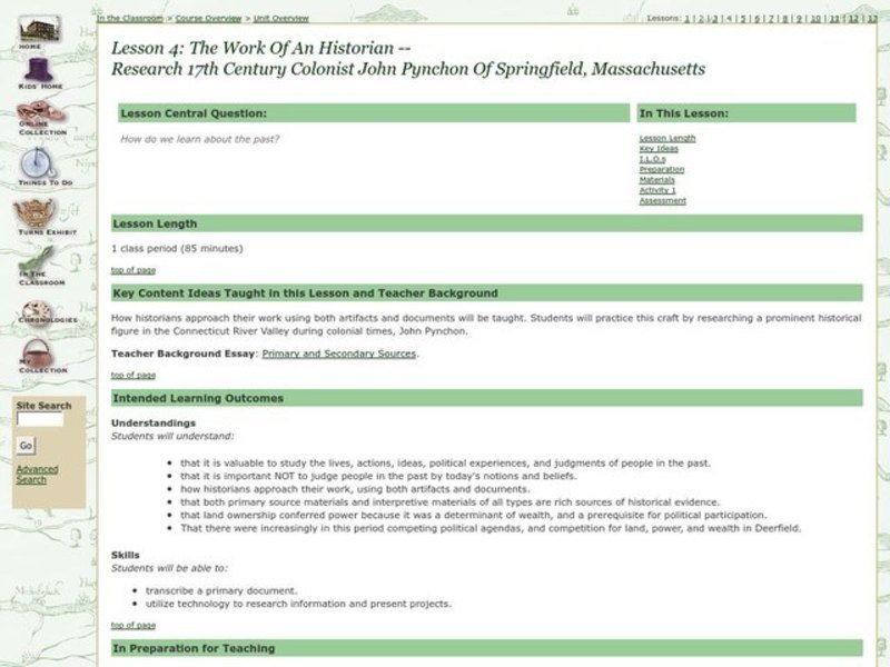 The Work of an Historian Lesson Plan
