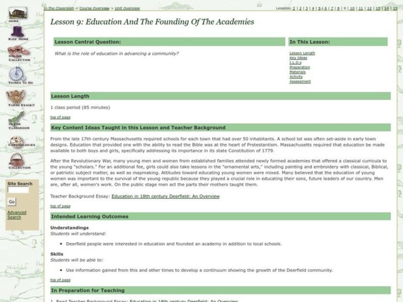Education and the Founding of the Academies Lesson Plan