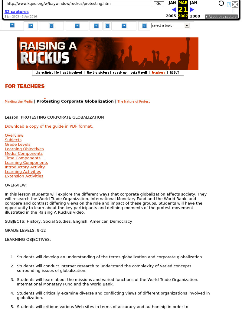 Protesting Corporate Globalization Lesson Plan