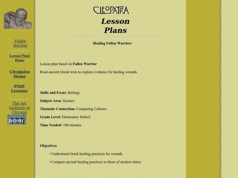 Healing Fallen Warriors Lesson Plan