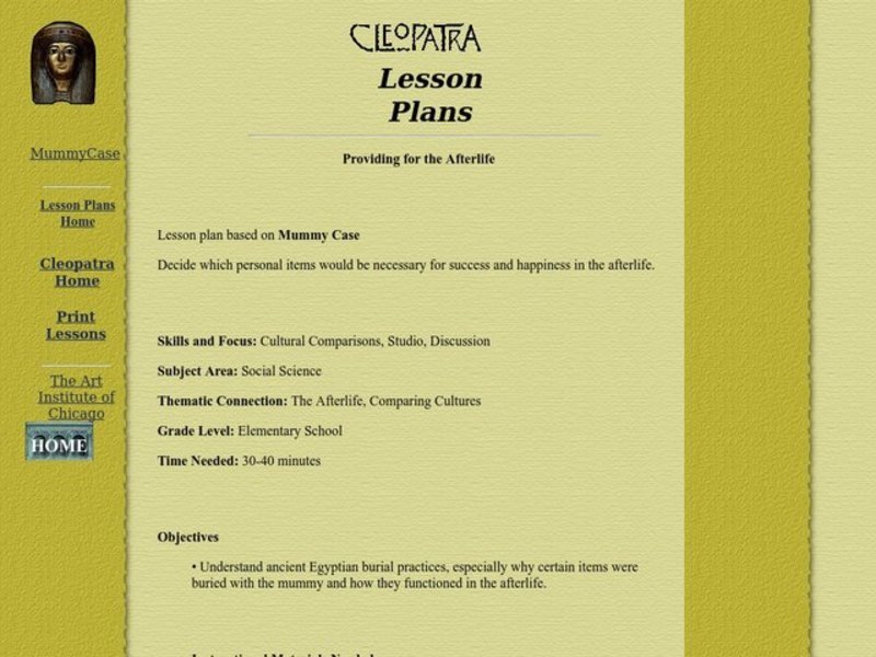 Providing for the Afterlife Lesson Plan