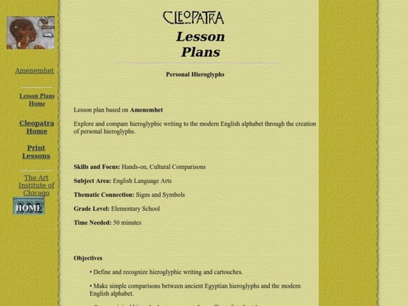 Personal Hieroglyphs Lesson Plan