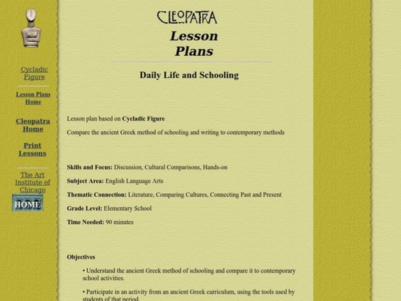 Daily Life and Schooling Lesson Plan