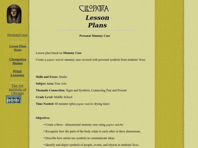 Personal Mummy Case Lesson Plan