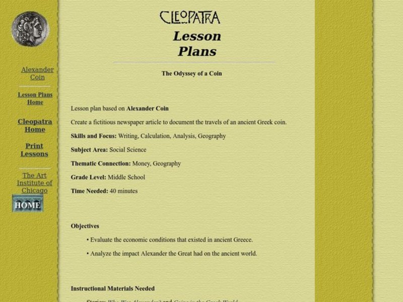 The Odyssey of a Coin Lesson Plan