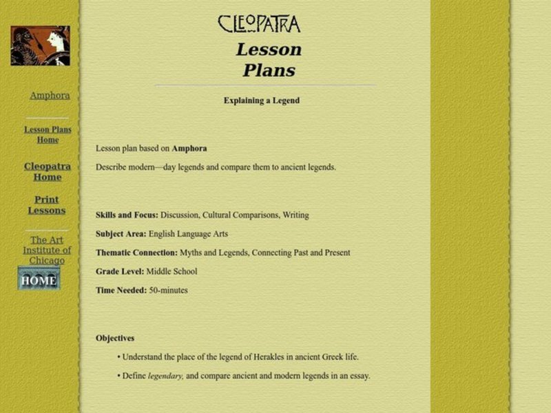 Explaining a Legend Lesson Plan