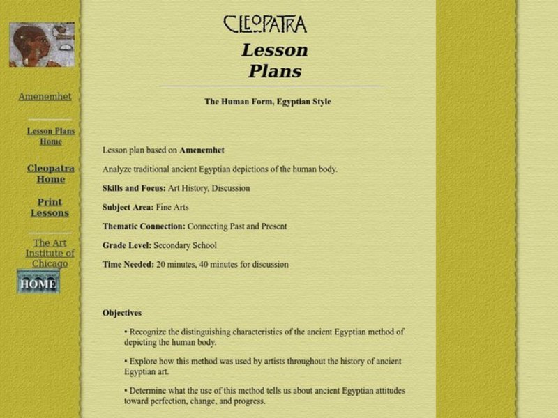 The Human Form, Egyptian Style Lesson Plan