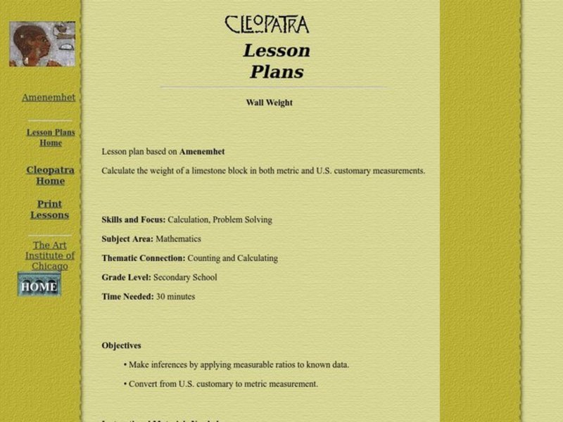 Wall Weight Lesson Plan