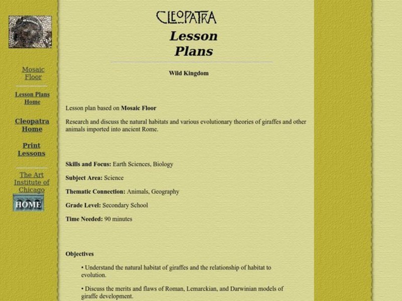 Wild Kingdom Lesson Plan