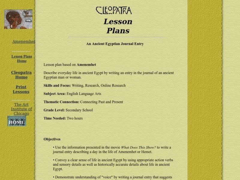 An Ancient Egyptian Journal Entry Lesson Plan