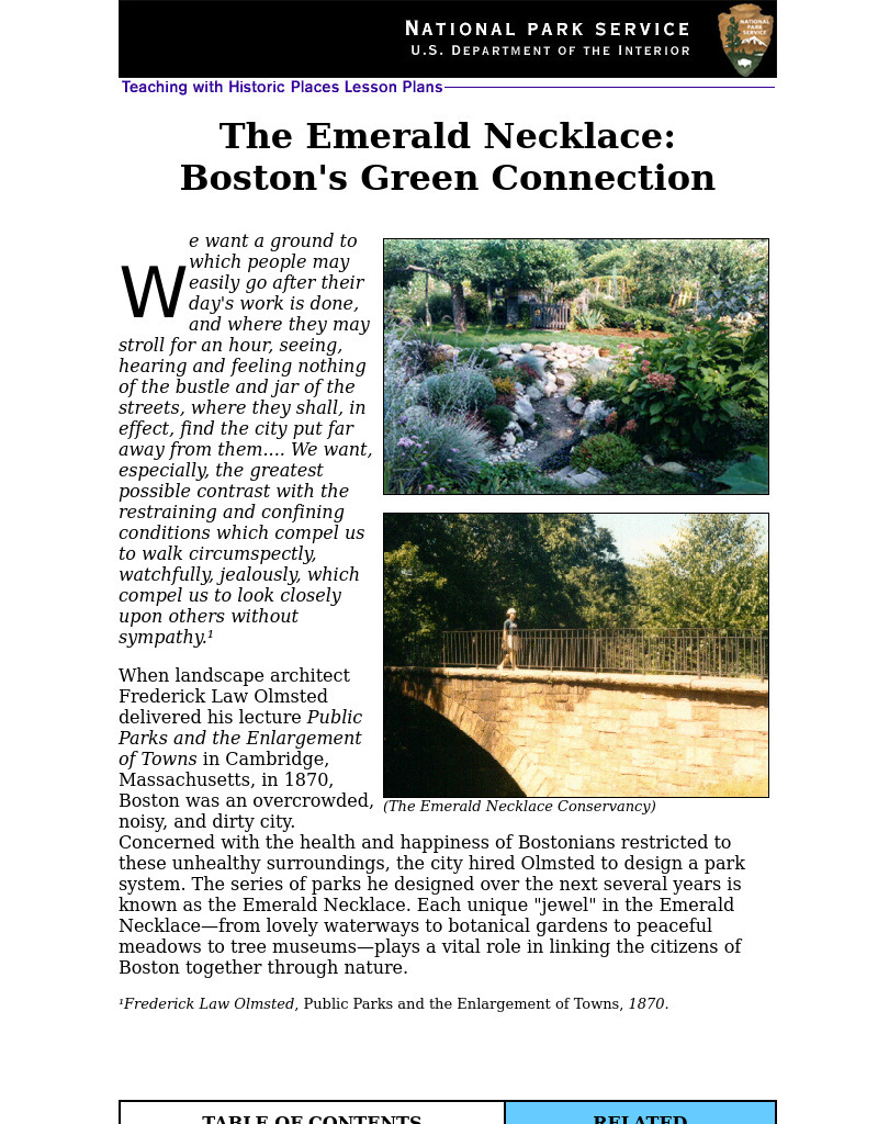 The Emerald Necklace: Boston's Green Connection Lesson Plan