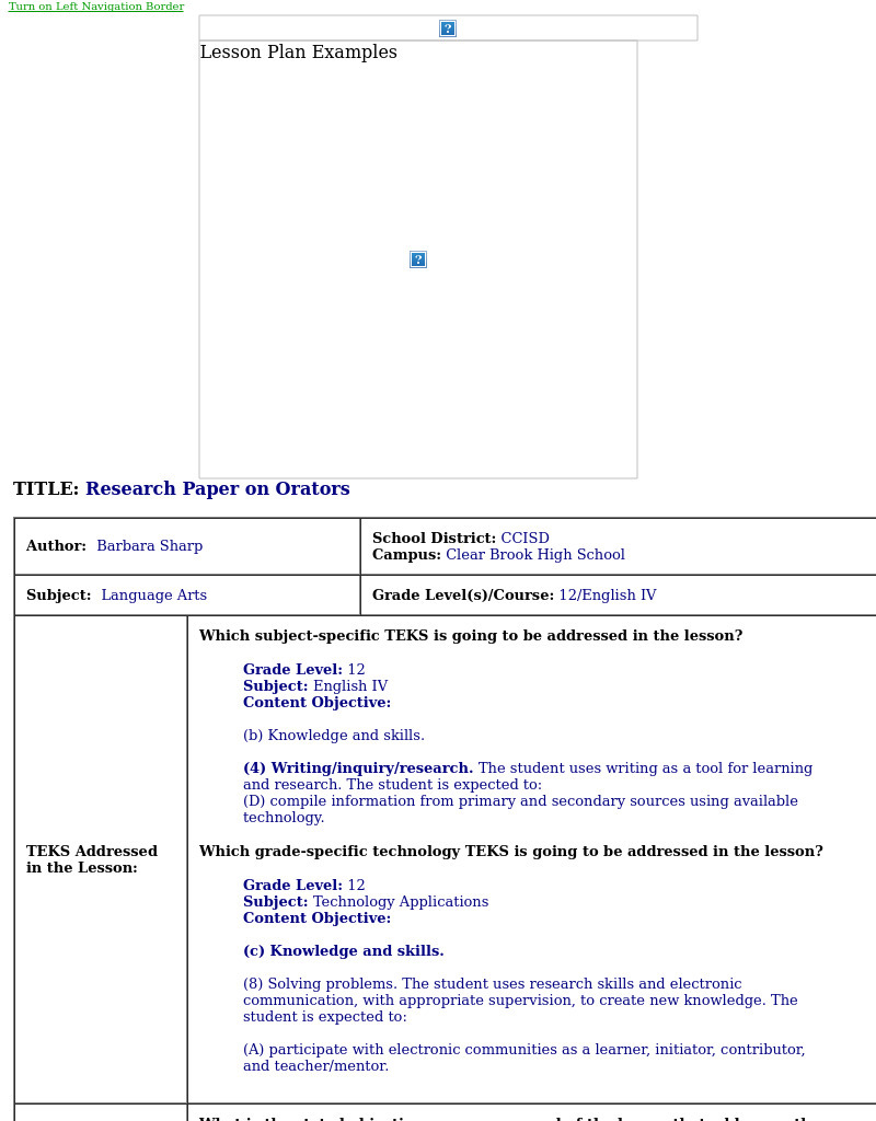 Research Paper on Orators Lesson Plan