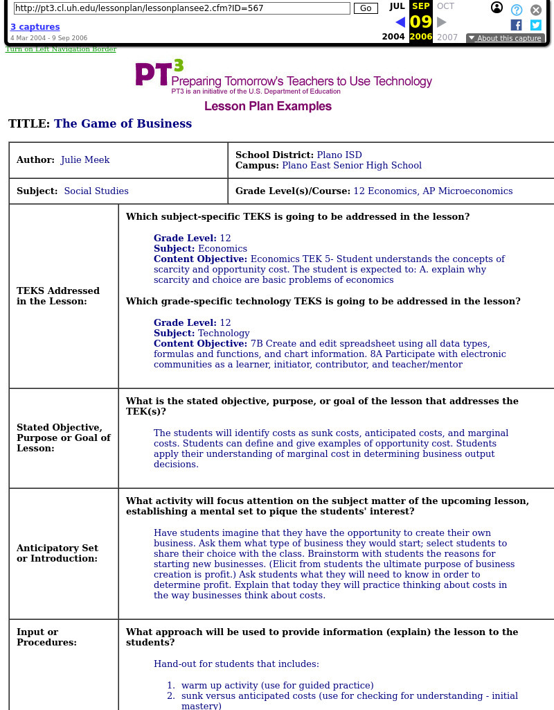 The Game of Business Lesson Plan