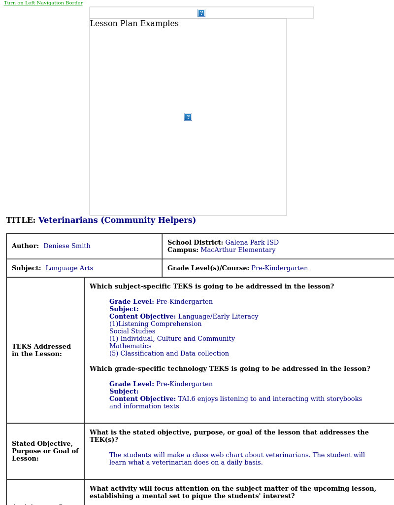 Veterinarians (Community Helpers) Lesson Plan