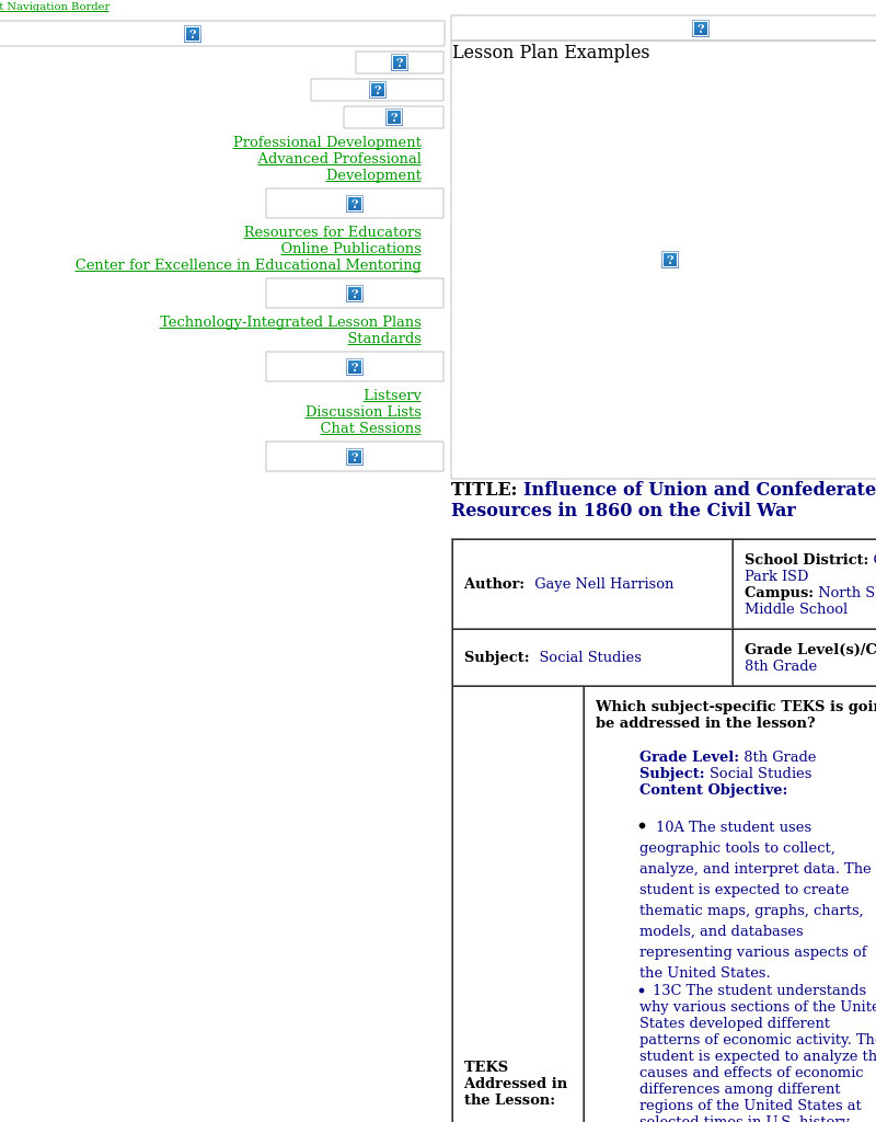 Influence of Union and Confederate Resources in 1860 on the Civil War Lesson Plan