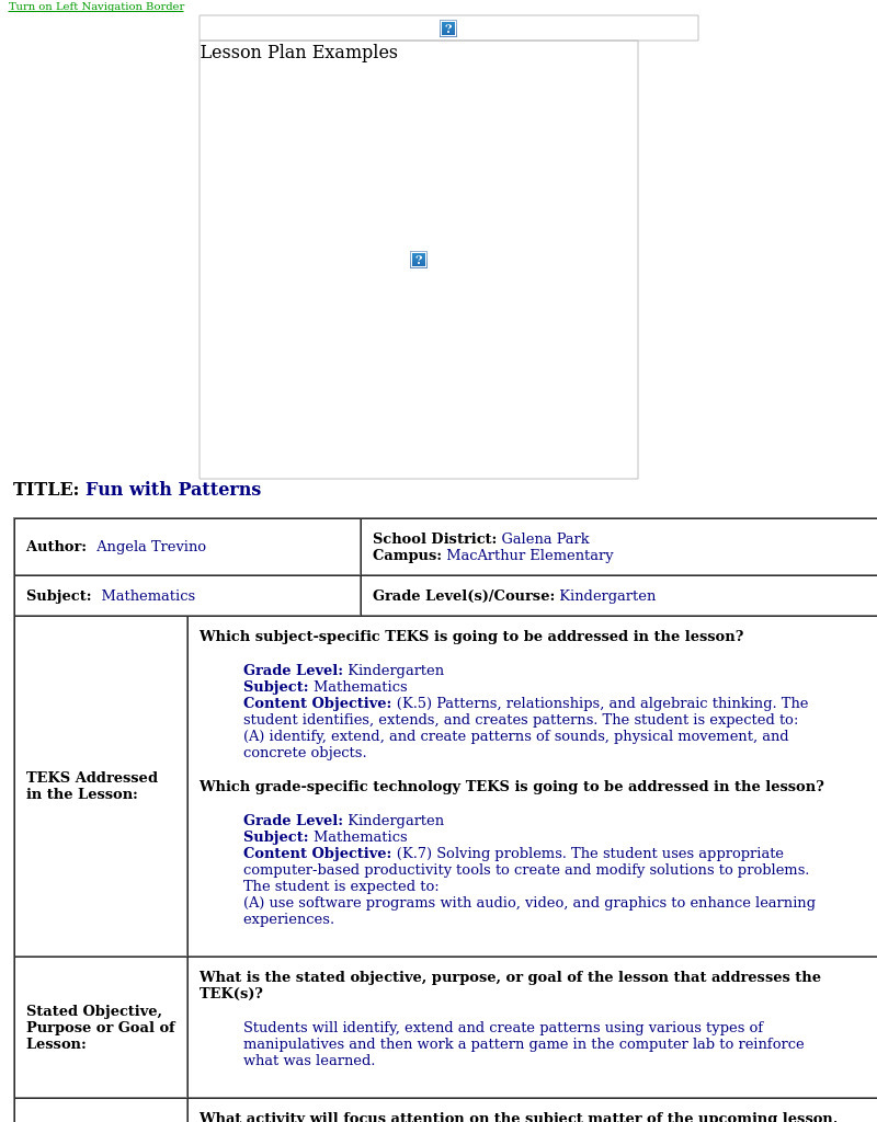 Fun with Patterns Lesson Plan