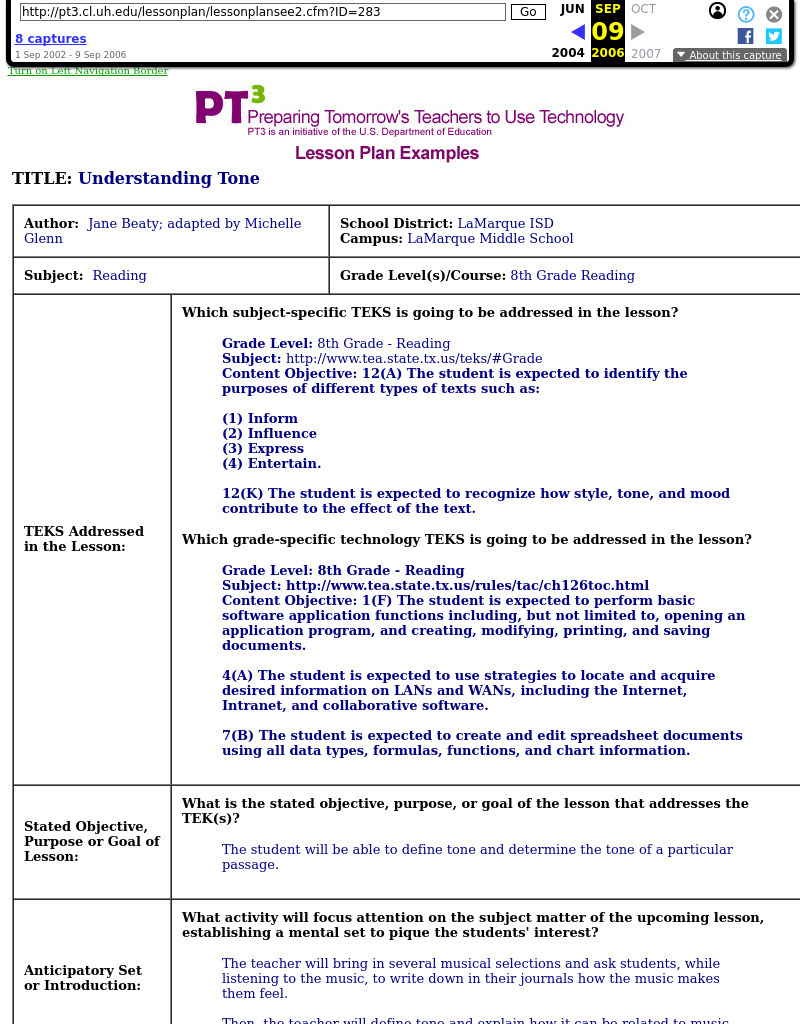 Understanding Tone Lesson Plan