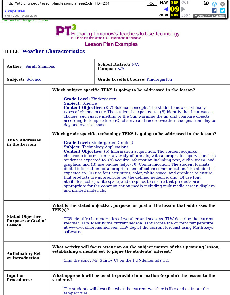 Weather Characteristics Lesson Plan