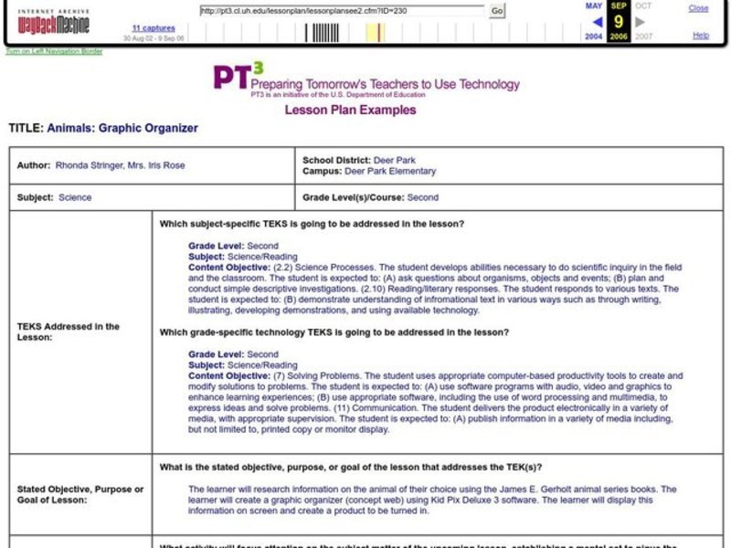 Animals: Graphic Organizer Lesson Plan