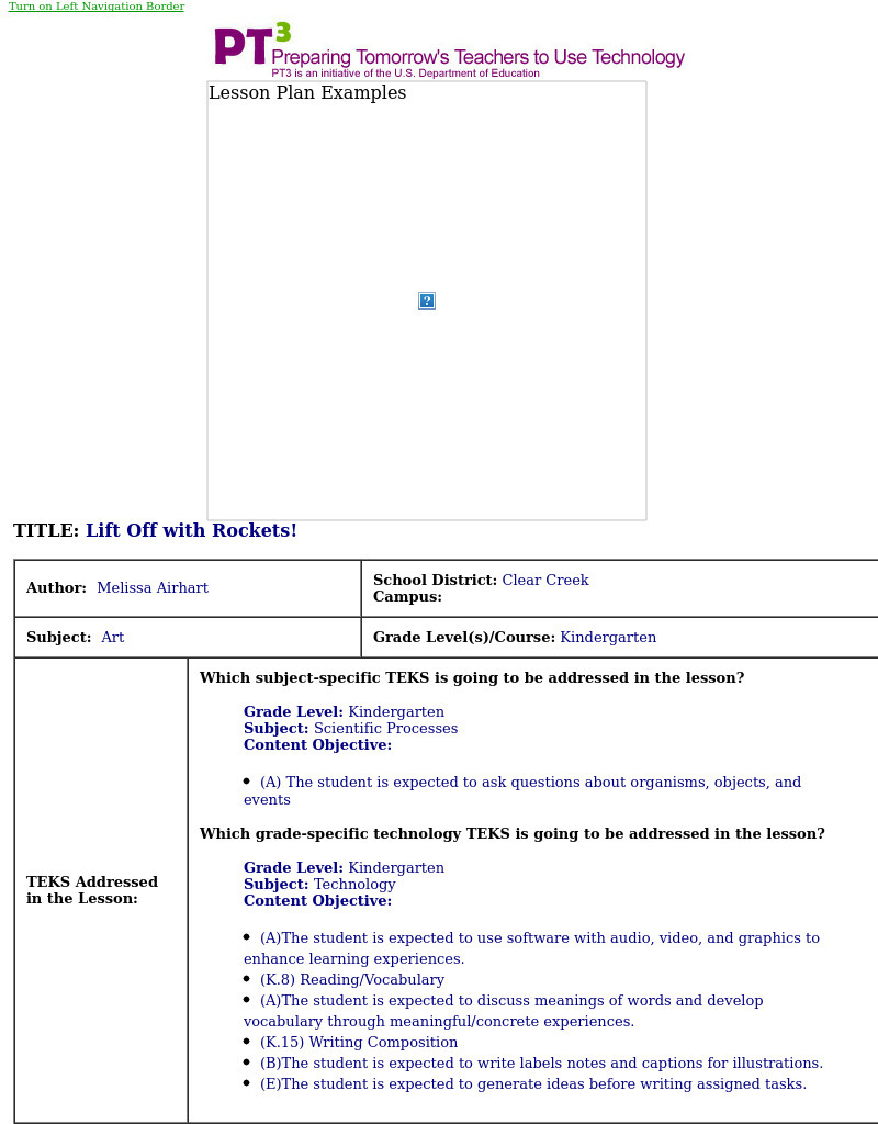 Lift Off with Rockets! Lesson Plan