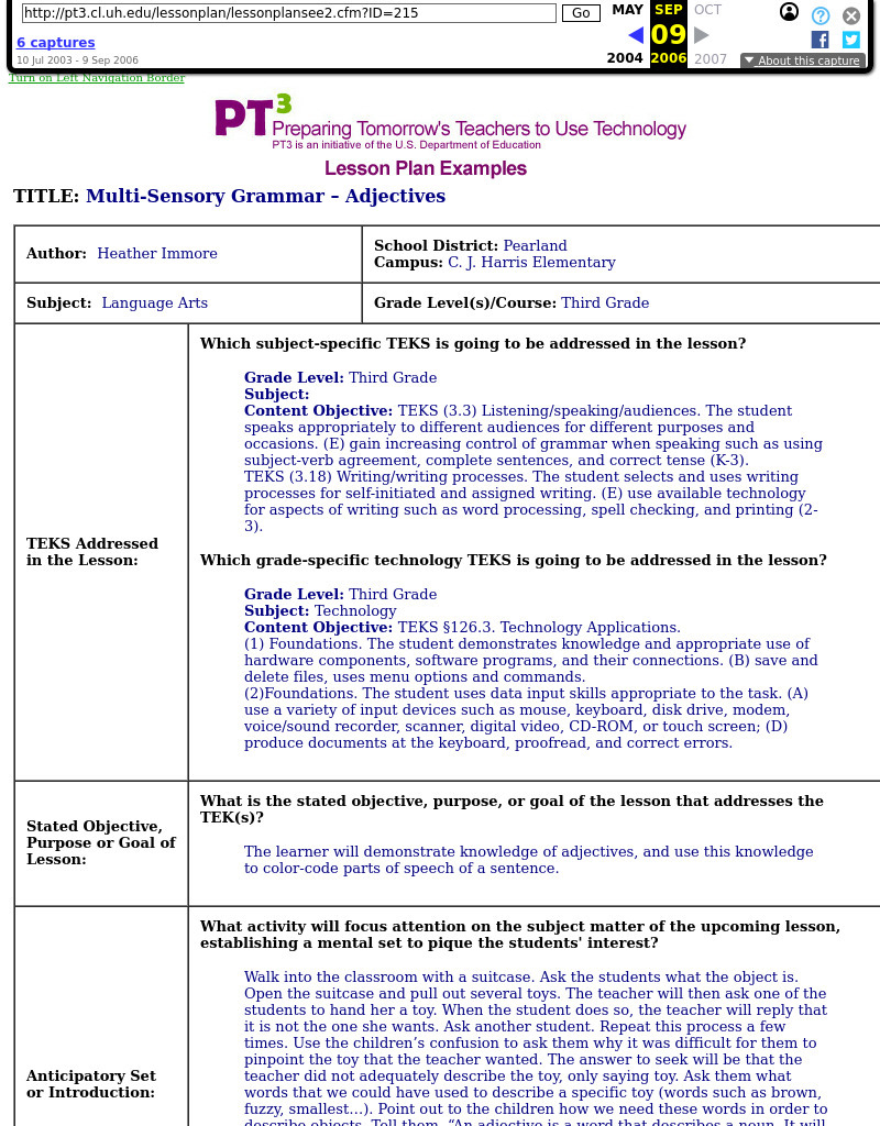 Multi-Sensory Grammar - Adjectives Lesson Plan