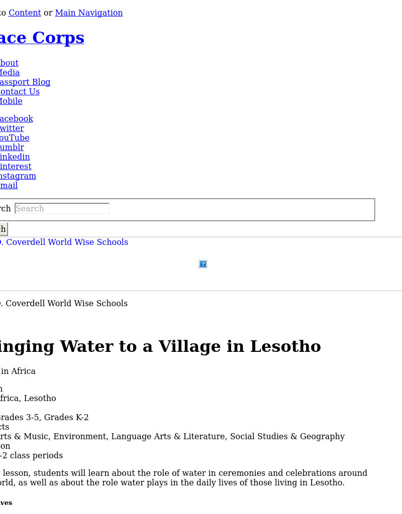 Bringing Water to a Lesotho Village A Classroom Simulation Lesson Plan