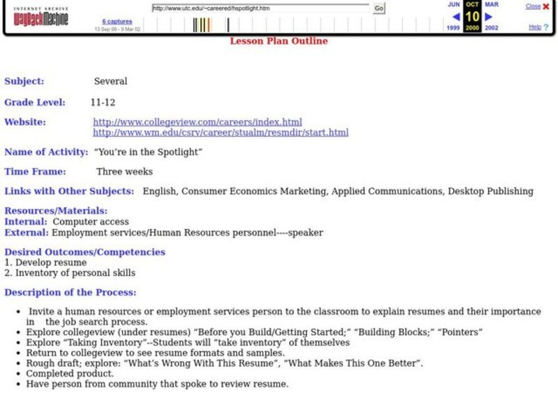 "You're in the Spotlight" Lesson Plan