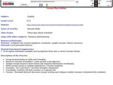 Resume Skills Lesson Plan