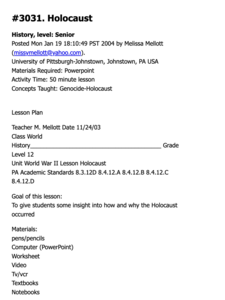 Genocide-Holocaust Lesson Plan