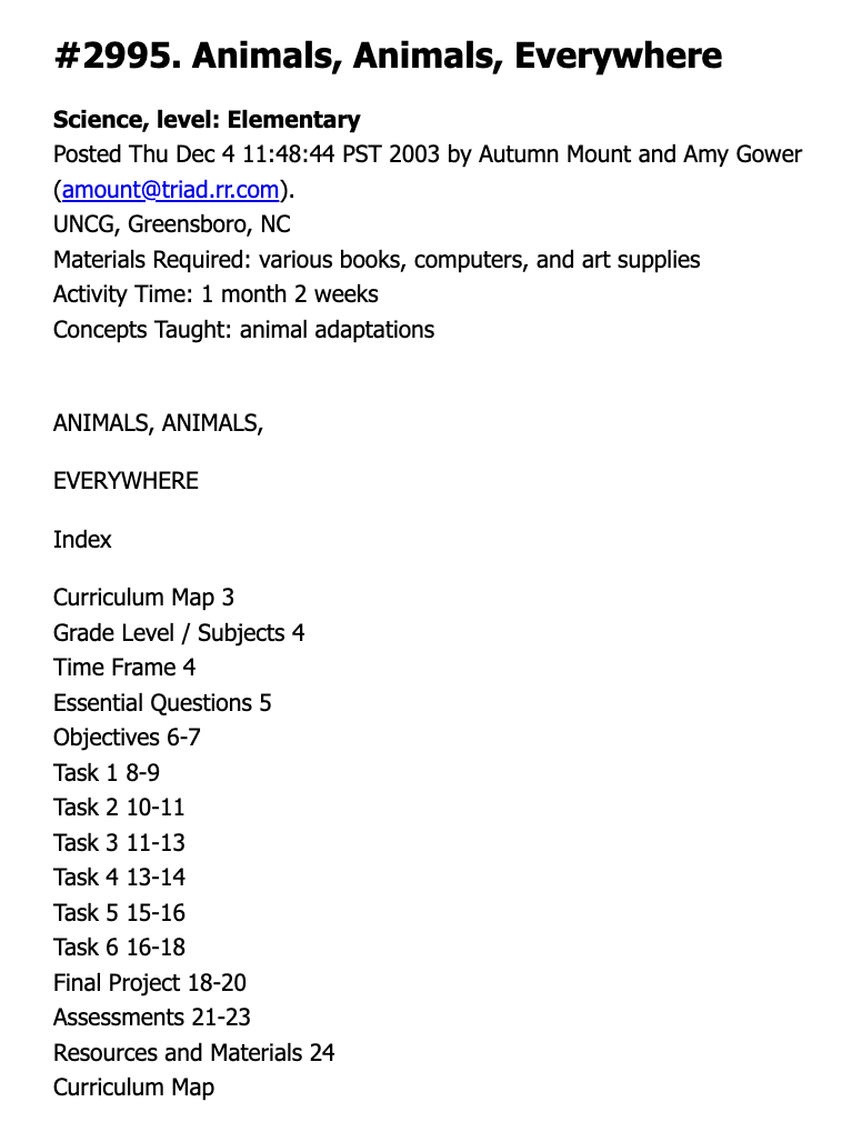 Animals, Animals, Everywhere Lesson Plan