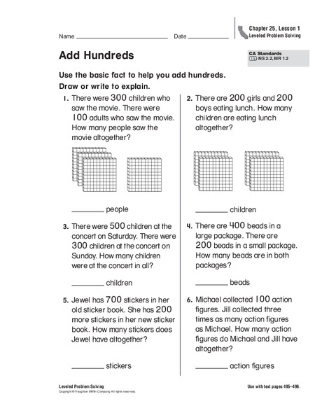Add Hundreds Worksheet