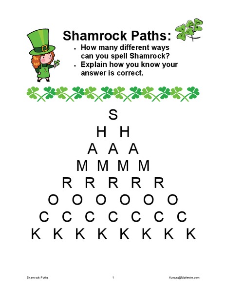 Shamrock Paths Worksheet