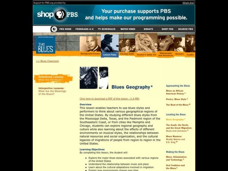 US Geography, The Blues Lesson Plan