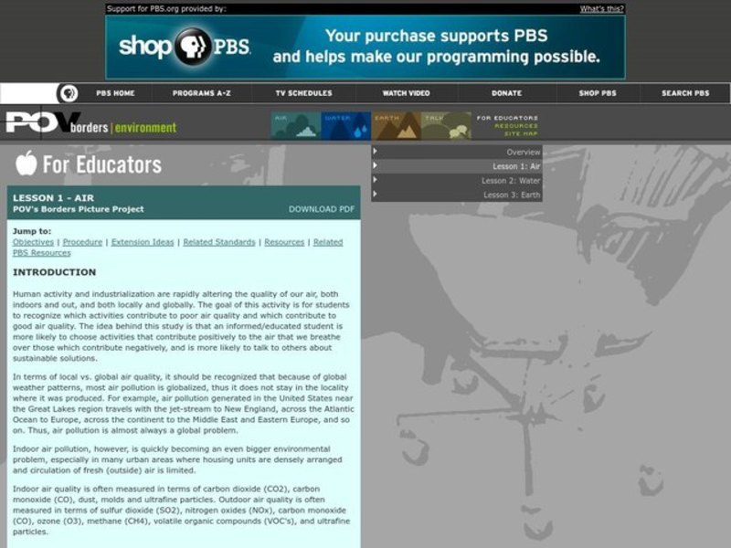 P.O.V.'s Borders Picture Project: Lesson 1 - Air Lesson Plan