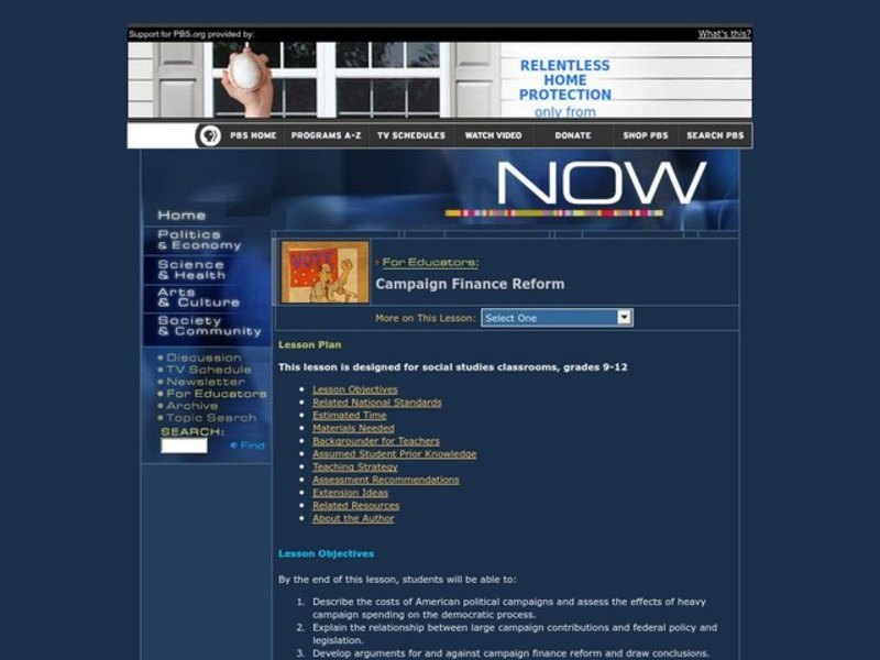 Social Studies: Campaign Finance Reform Lesson Plan