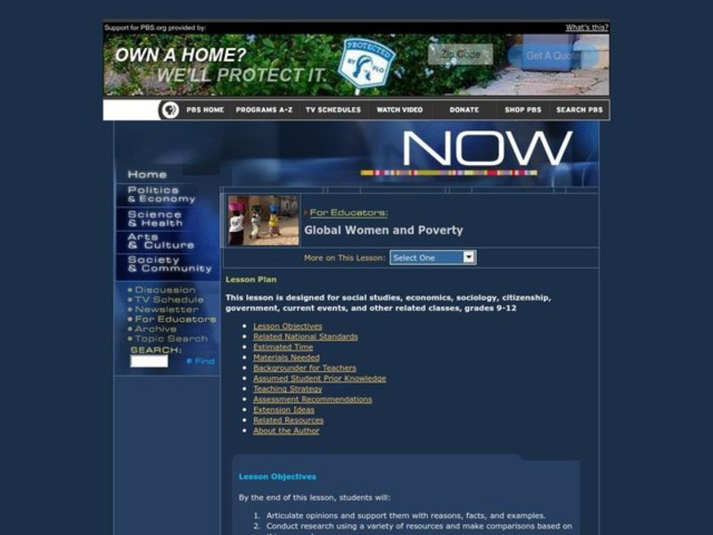 Social Studies: Global Women and Poverty Lesson Plan