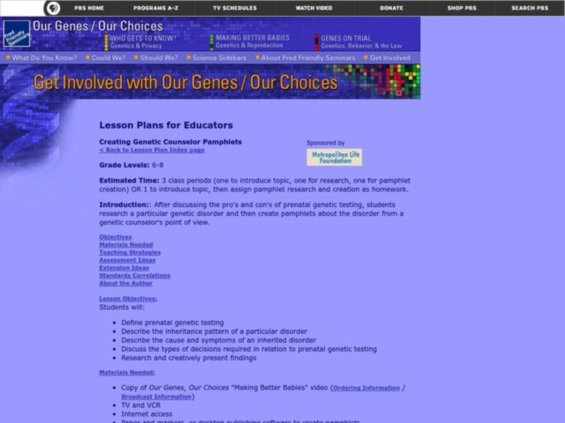 Creating Genetic Counselor Pamphlets Lesson Plan
