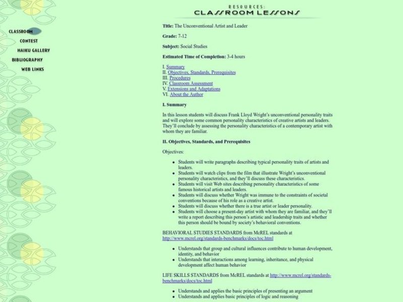 Social Studies: The Unconventional Artist and Leader Lesson Plan