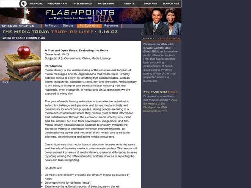 A Free and Open Press: Evaluating the Media Lesson Plan