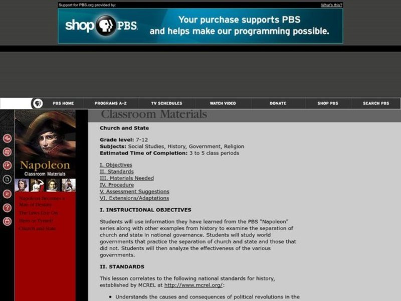 Social Studies: Church and State Lesson Plan