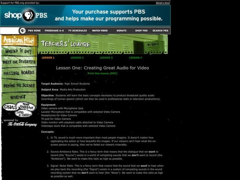 Media Arts: Creating Great Audio for Video Lesson Plan