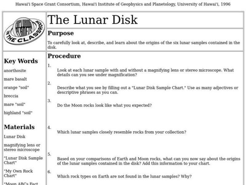 The Lunar Disk Lesson Plan
