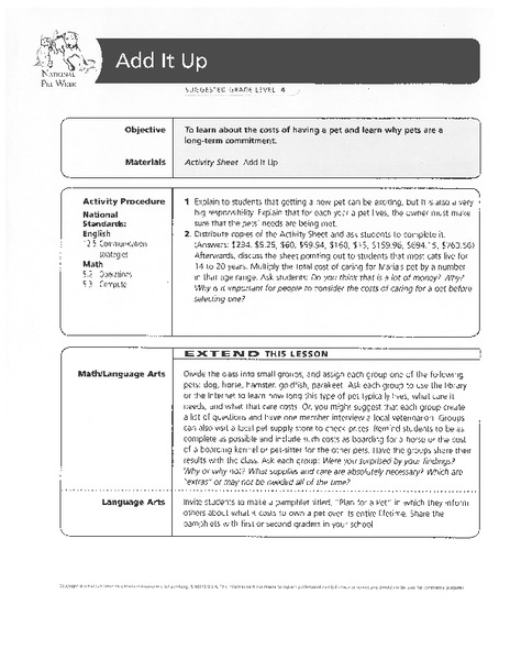 Add It Up Lesson Plan