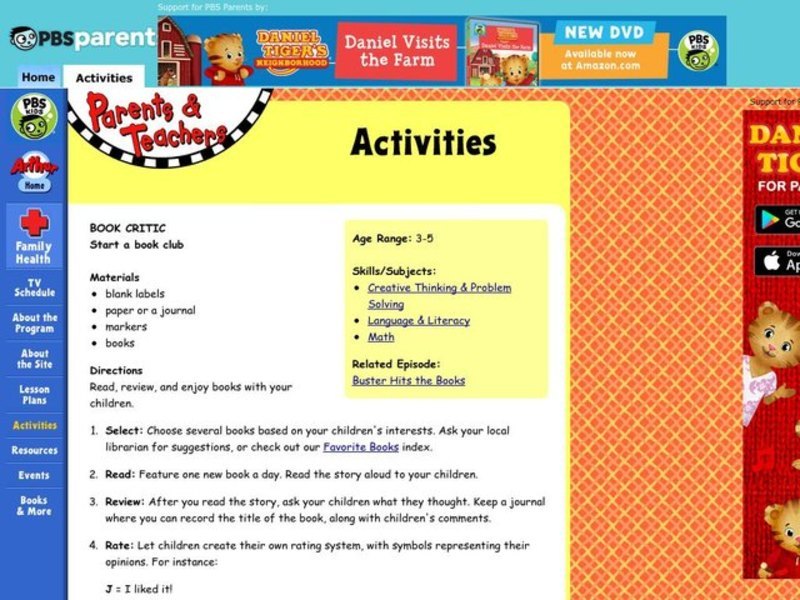 Book Critic Lesson Plan