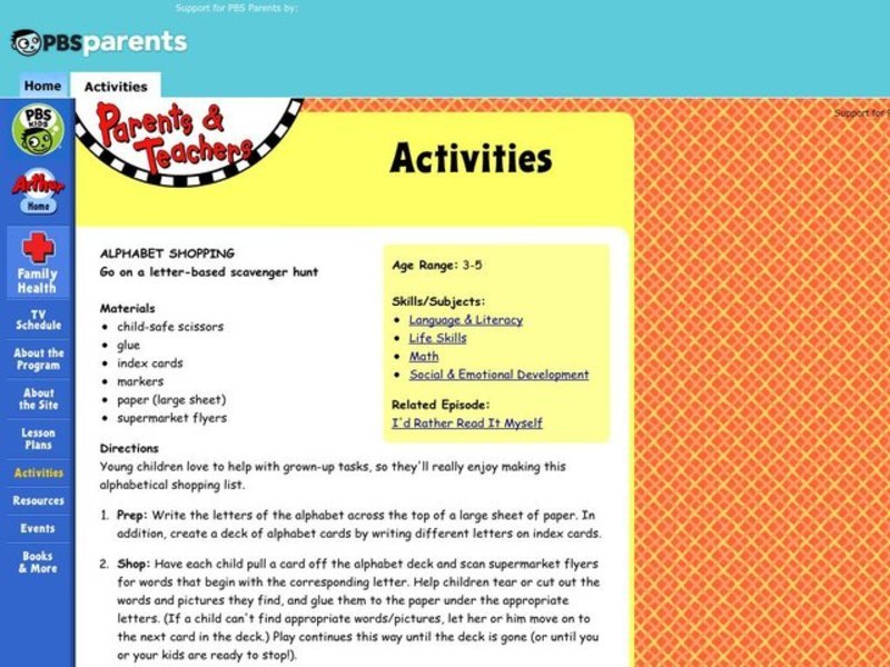 Alphabet Shopping Lesson Plan