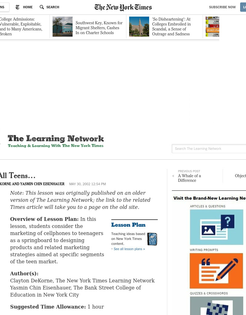 Calling All Teens: Exploring Product Designs and Marketing Strategies Geared Towards Teenagers Lesson Plan