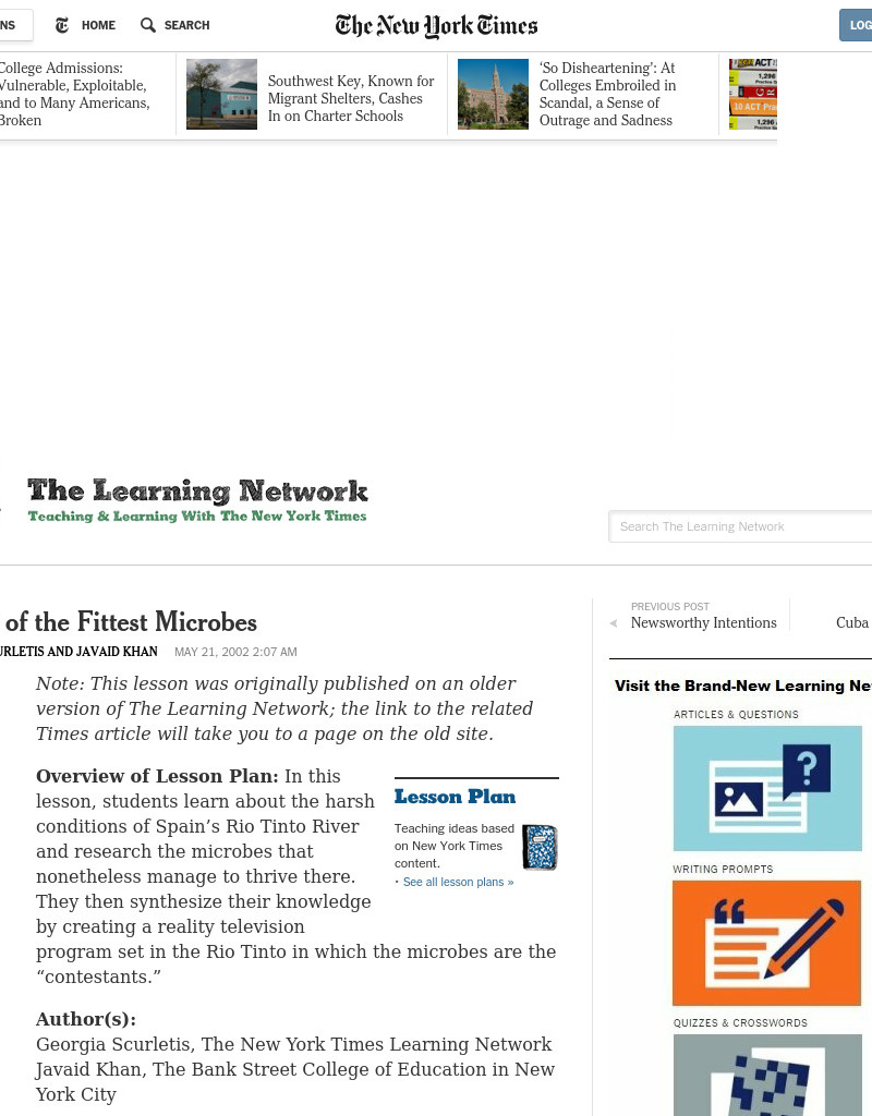 Survival of the Fittest Microbes Lesson Plan