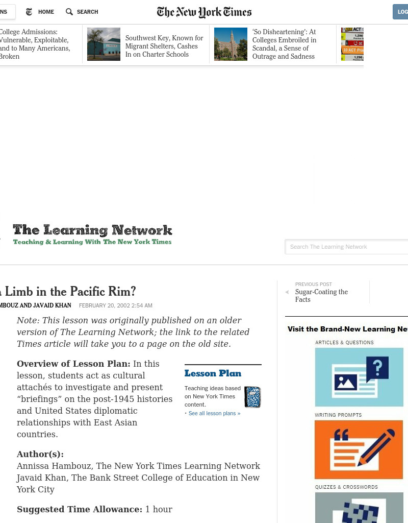 Out On A Limb In The Pacific Rim? Lesson Plan