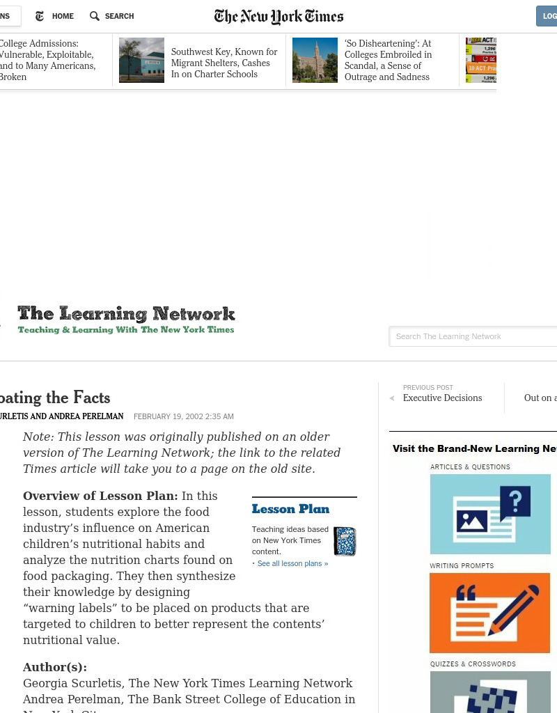 Sugar-Coating the Facts Lesson Plan