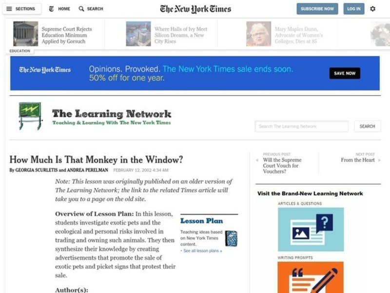 How Much is That Monkey in the Window? Lesson Plan